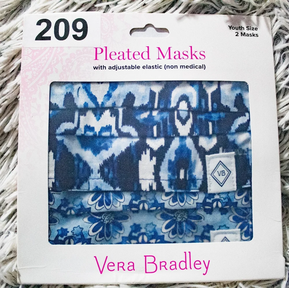 Vera Bradley Blue Pleated Masks